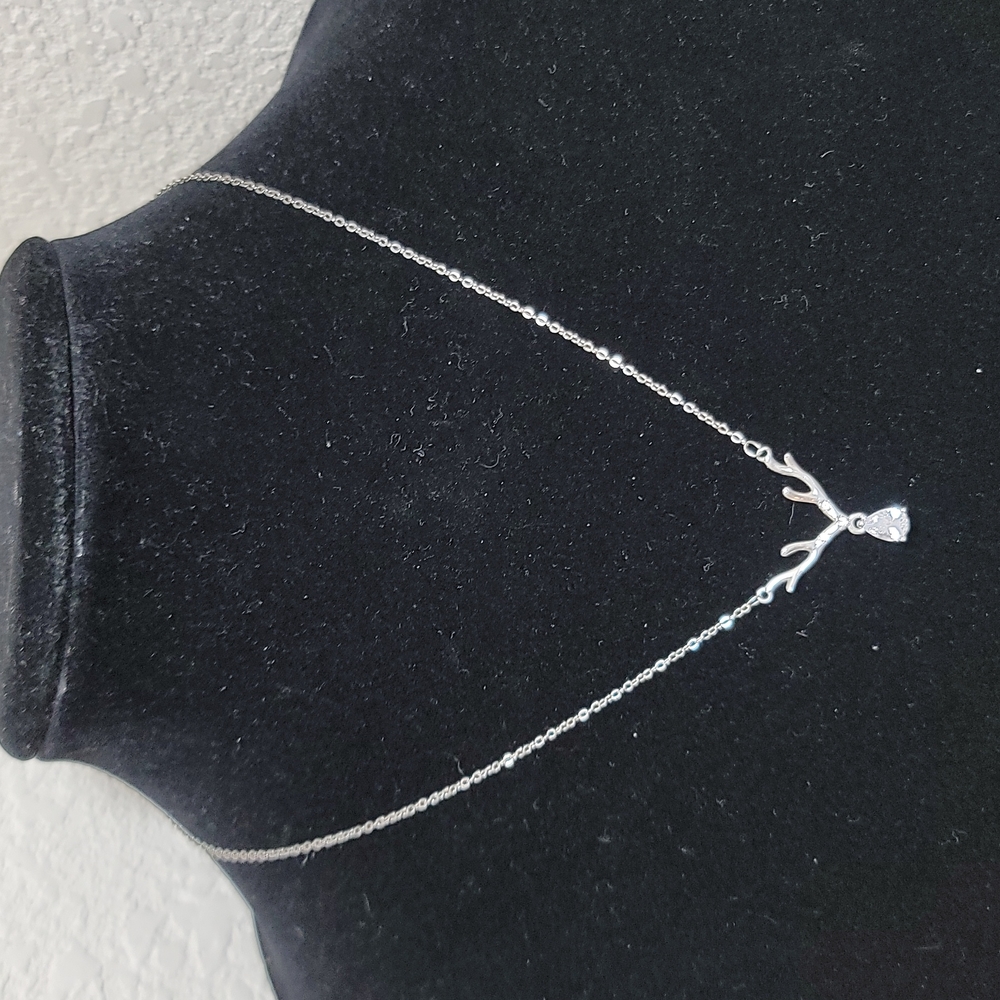 925 Sterling Silver Antlers Necklace - Picture 1 of 8